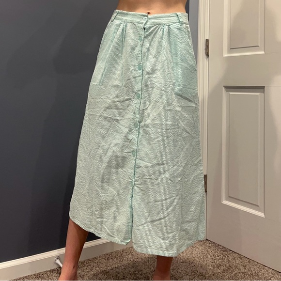 Vintage Bedford Fair Striped Button Down Midi Dress - Picture 12 of 16